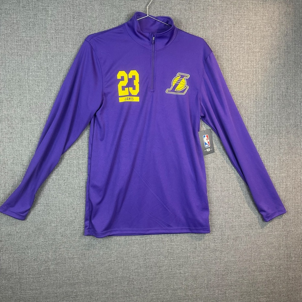 LeBron James 23 Lakers NBA Purple Pullover Long Sleeve Shirt Mens‎ Small